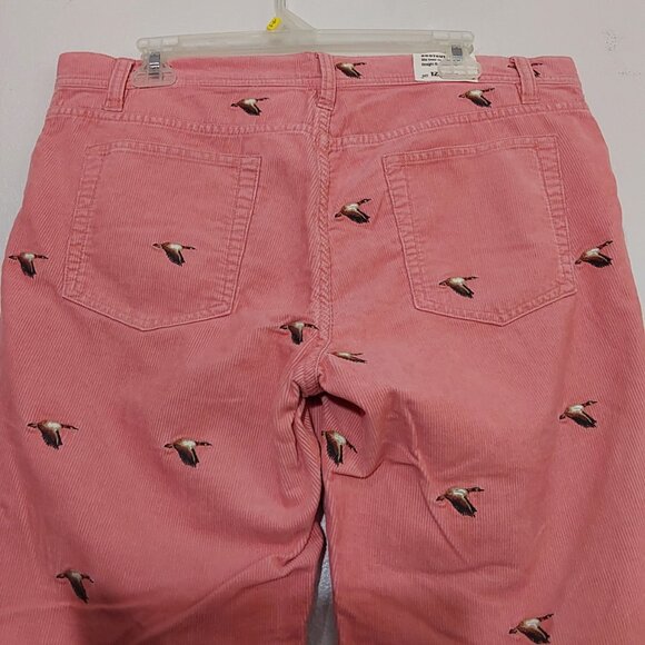 NWOT J. Crew Corduroy Mid-Rise Critters Ducks Pink Bootcut Pants -12 - Picture 5 of 9